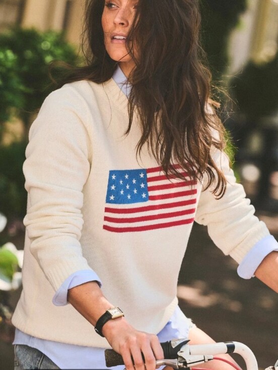 Ellsworth + Ivey Sweaters - Ellsworth + Ivey Classic Crew Sweater American Flag Cotton Blend